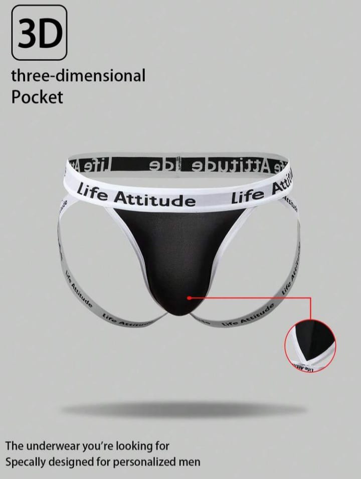 Men's Naughty Letter Striped Jockstrap